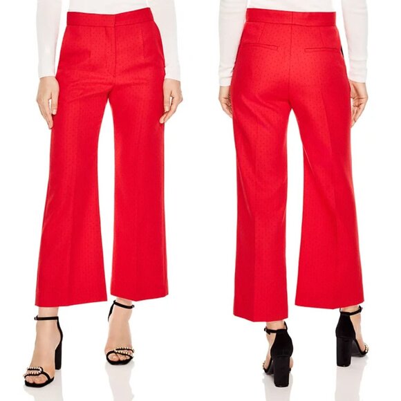 Sandro Instinct Wide Leg Swiss Dot Effect Pants Trousers EUR 36, US 4 Red $295 - Picture 1 of 16